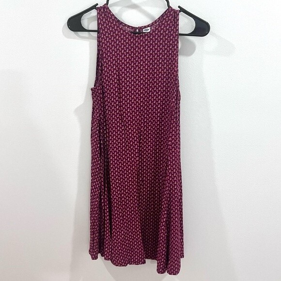 Old Navy burgundy and pink ditsy floral sundress size small - Picture 2 of 6